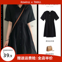 Summer 2022 new high-end womens first romance French style high-end design sensation black Liandress Dress Temperament