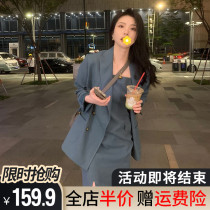 Early autumn and winter clothes 2021 new spring high-end thin foreign style two-piece suit fat mm womens suit dress