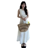 Белое летнее платье без рукавов, летняя весенняя длинная юбка