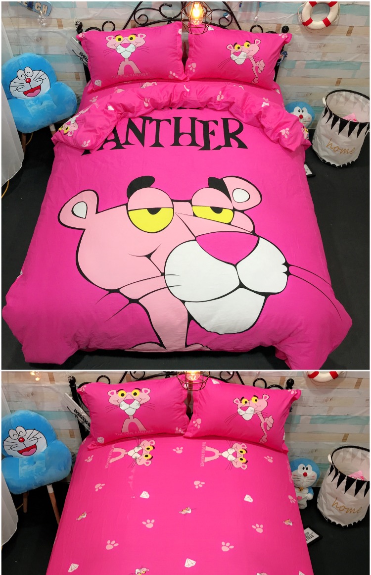 Phim hoạt hình kt Hello Kitty lưới màu đỏ trẻ em giường bông ba hoặc bốn bộ bông công chúa gió giường chăn tấm bộ chăn ga gối lụa satin