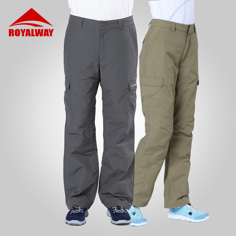 royalway men's and women's casual pants sports outing couple pants outdoor velvet straight pants water repellent