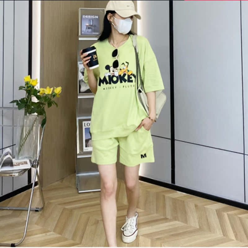 Pregnant Woman Summer Clothing Suit Out Fashion Stylish Short Sleeve Shorts Loose Large Size Summer Thin style Casual Sports Two Suits