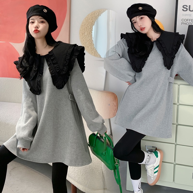 Pregnant women's blouses women's spring and autumn style in a spring dress with long version of long sleeves skirts loose dolls suit two sets