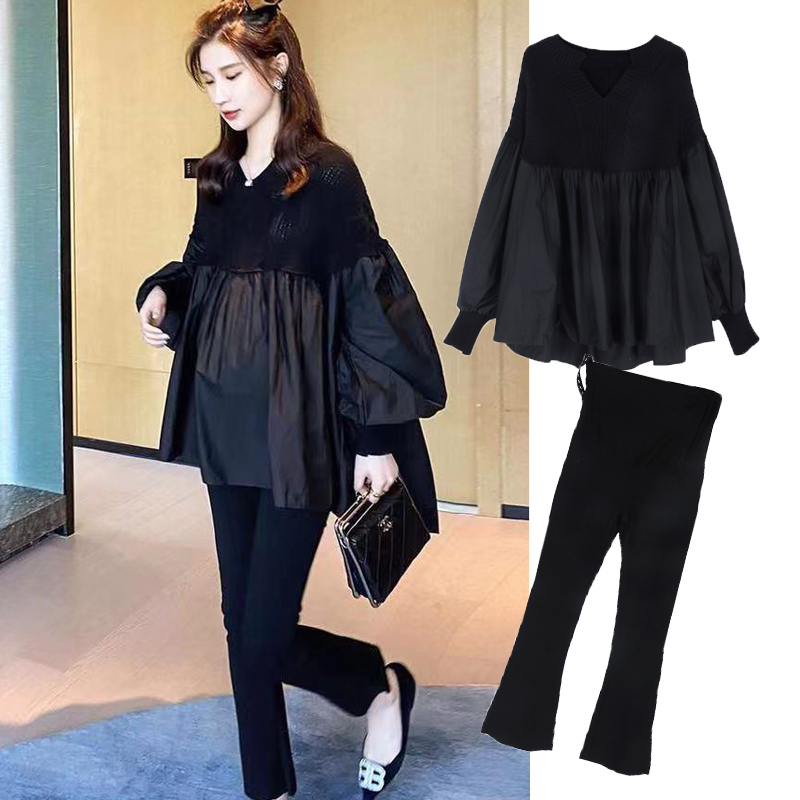 Pregnant woman Spring Festival dress for spring autumn and autumn in blouse fashion 2022 new autumn and winter style suit advanced sensation clothes skirt