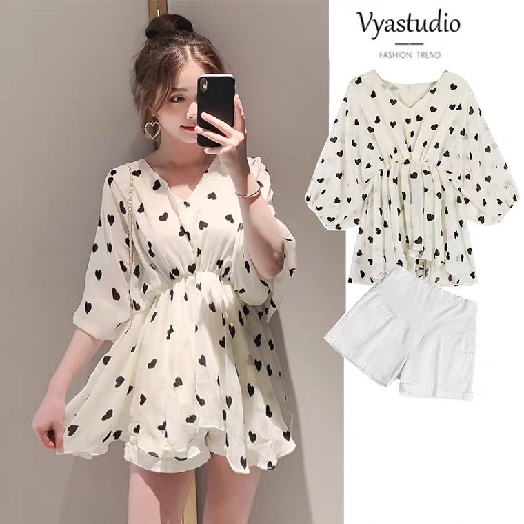 Pregnant Woman Blouse Women Shirt Snowspun Doll Clothes Summer Clothing Out Fashion style Suit Summer Thin short sleeves shorts
