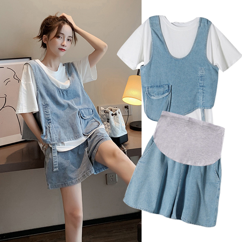 Pregnancy Woman Dress Summer Suit Blouses Women Summer Fashion Style Relaxation Casual Summer Summer Out Short Sleeve Shorts Two Sets