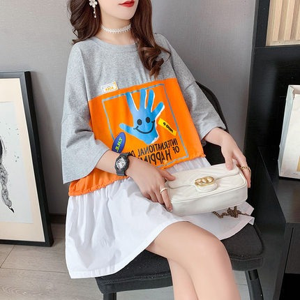 Pregnant woman blouses female summer clothing suit out of fashion Stylish Short Sleeve Shorts Summer Thin t-shirt with long version of two sets