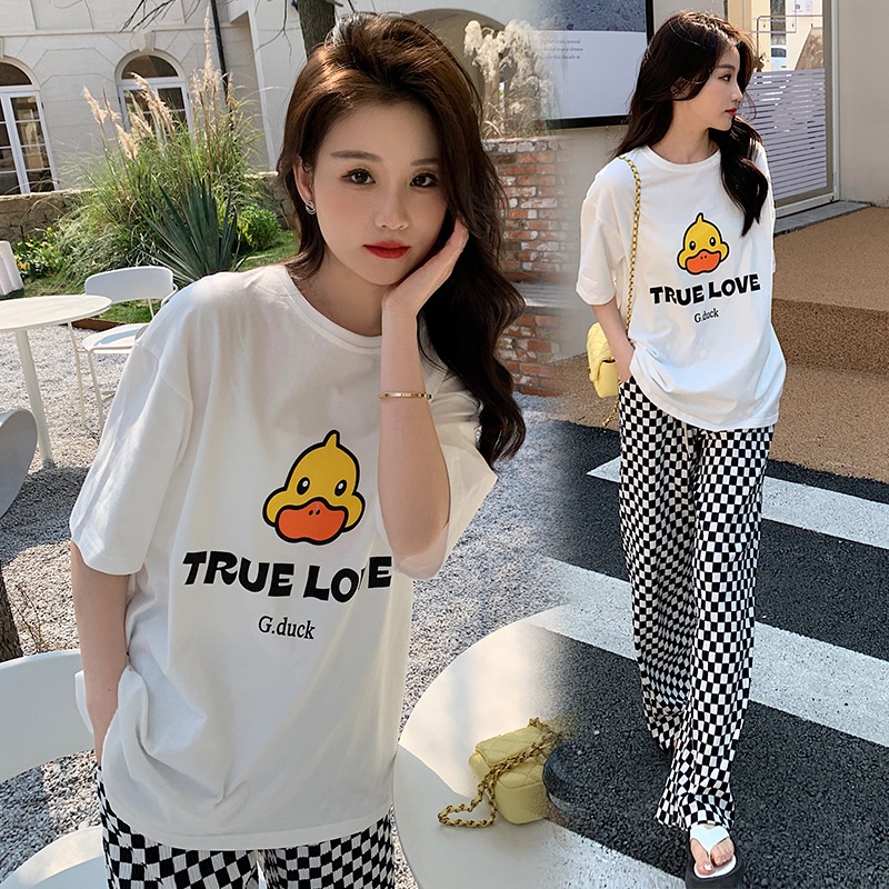 Pregnancy Maternity Dress Blouse Women T-shirt Summer Clothing Out Fashion style Suit Pure Cotton Short Sleeve Summer Thin style Casual Two-piece Style
