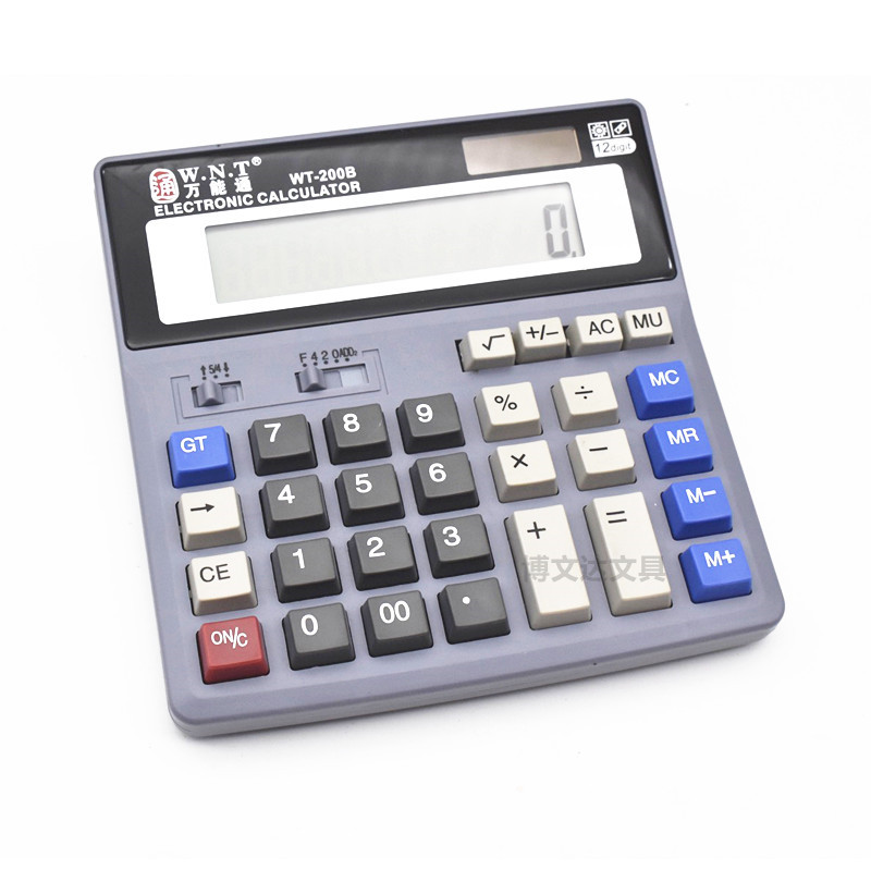 Universal WT-200B desktop calculator solar computer 12-bit dual power supply office business 200B