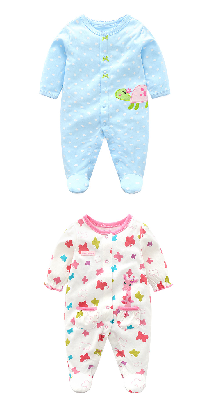 Quần áo sơ sinh cho bé sơ sinh mùa xuân và mùa thu cotton nữ quần áo trẻ sơ sinh 3-6 tháng Quần áo ngủ cho bé sơ sinh áo liền quần lót lông cho bé