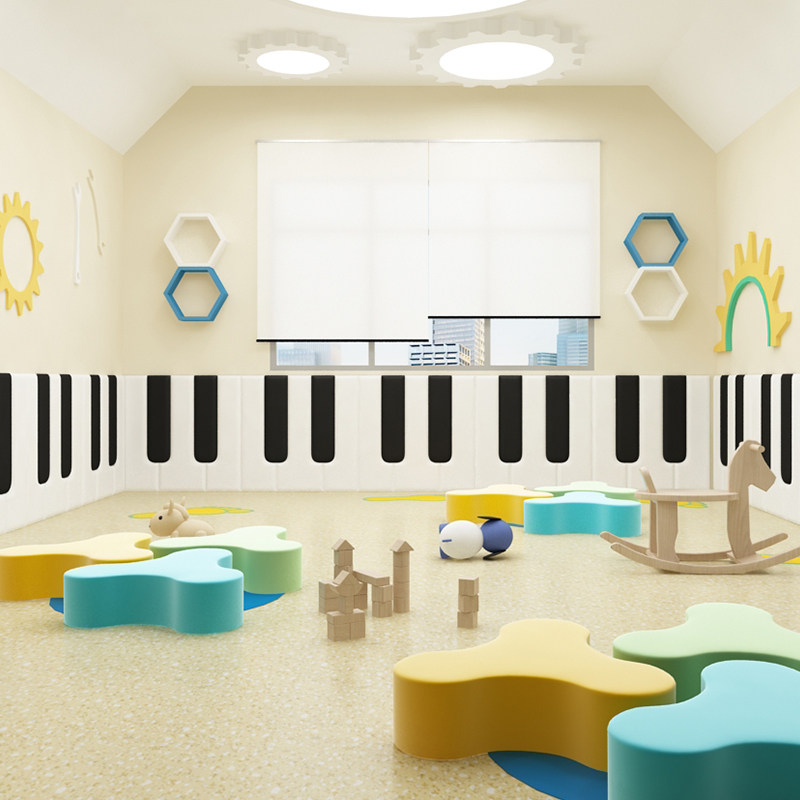 Early Education Center Indoor Children's Soft Piano Wall Sticker Soft Bag Baby Crash Protection Sponge Self-adhesive Wall Pack Combination