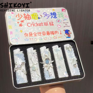 新款进口Cricket草蜢蓝色创意闪钻打火机精致送男女友礼物打火机
