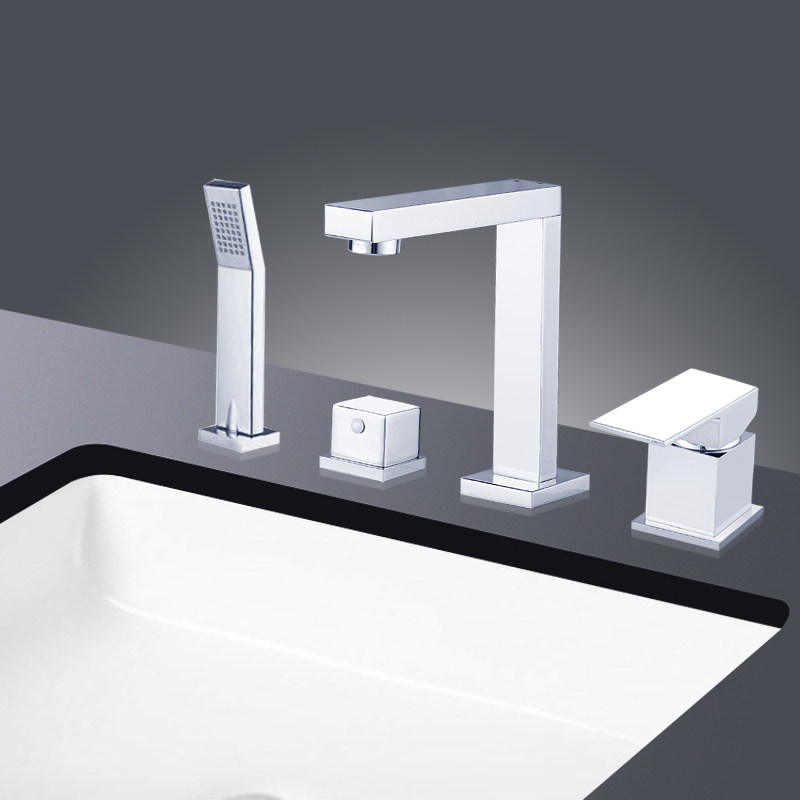 Full copper Four-hole desktop Two-style tap draw shower suit washed head washbasin face basin double with porous tap