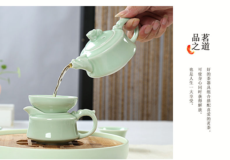 Bộ ấm trà gốm sứ Long Tuyền Bộ Bộ tách trà Kung Fu Bộ ấm trà Bộ ấm trà Chén trà Cup Cup Cup tách uống trà