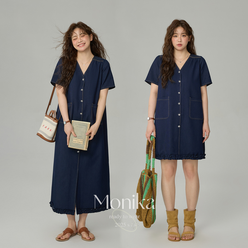 Plus Size Women's Clothing 2026 Summer New Style Long and Short Versions for Fat Women French Retro Faux Denim Dress Tummy-Covering Skirt Plus Size Women's Clothing 2026 Summer New Style Long and Short Versions for Fat Women French Retro Faux Denim Dress Tummy-Covering Skirt