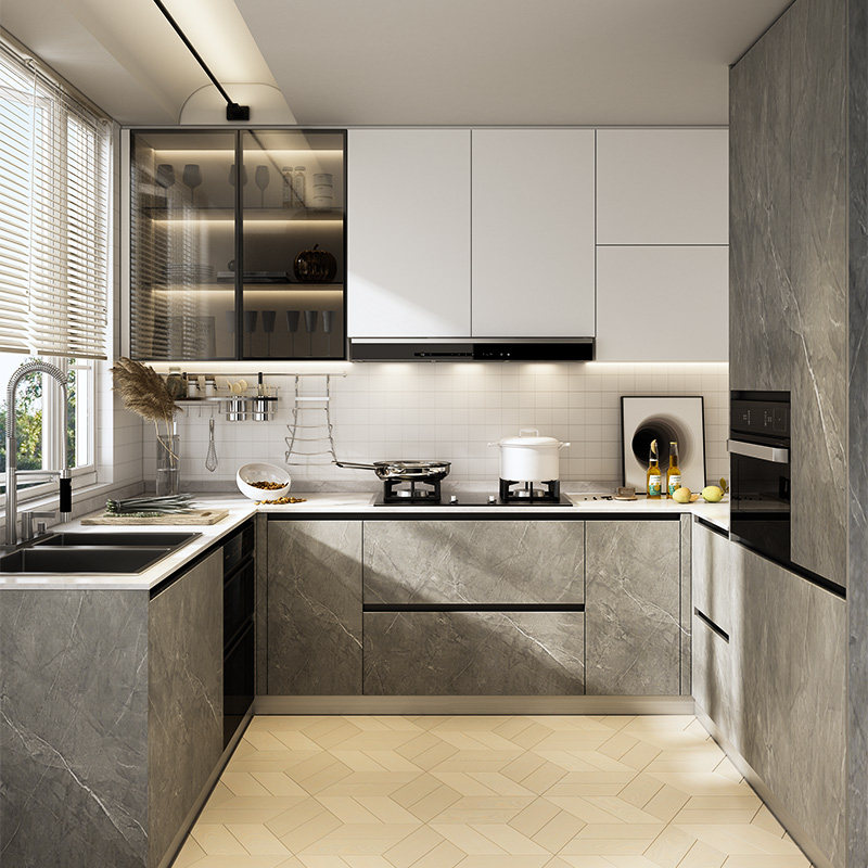 Piano's whole cabinet custom kitchen quartz stone kitchen customized open economy solid wood particle board