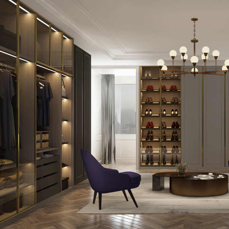 Piano customized whole wardrobe cloakroom customized combination cabinet bedroom furniture opening door closet customization simple