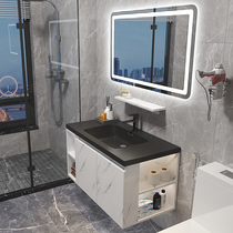 Rock board bathroom cabinet combination light luxury face wash sink one basin modern simple toilet wash set