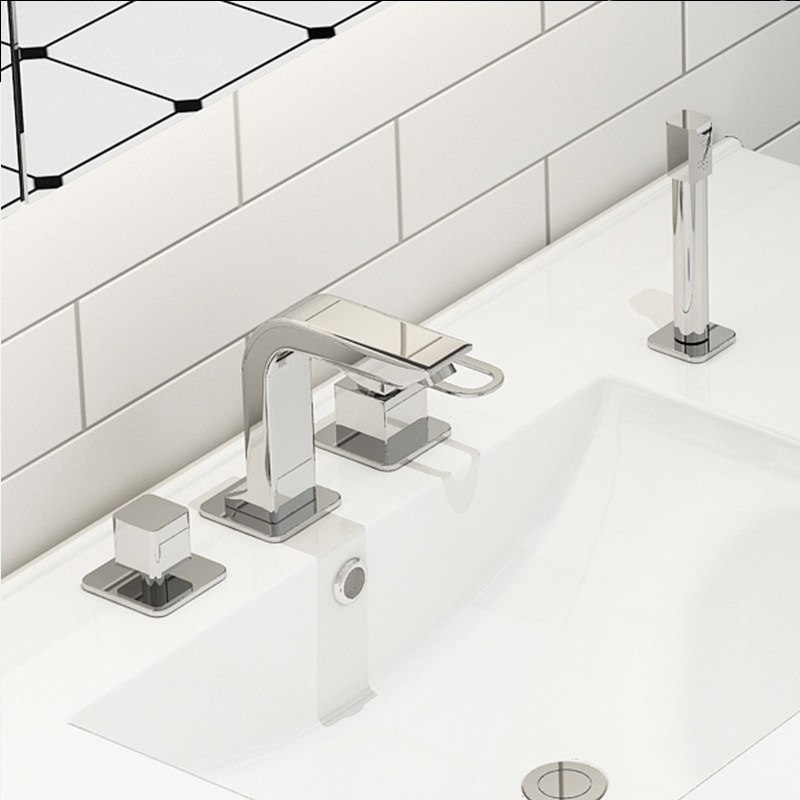 Bath-room cabinet Two-type taps wash face basin hot and cold pull-out switch accessories 23-4 pieces