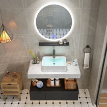 Nordic bathroom cabinet combination hotel marble washbasin modern simple small apartment sink cabinet combination