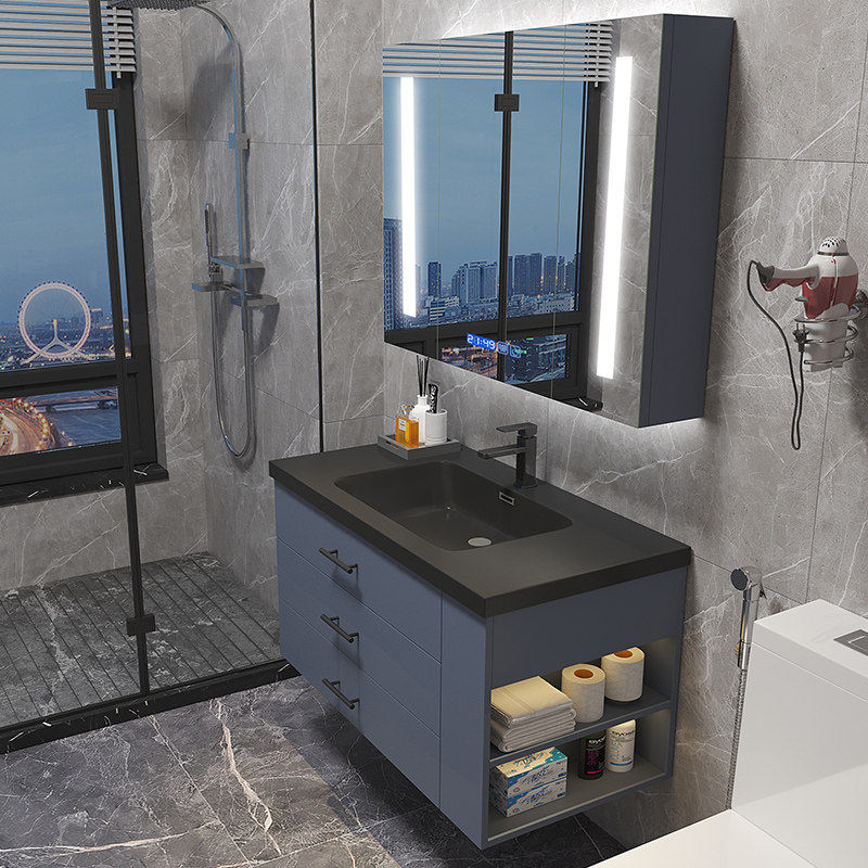 Light Extravagant Bathroom Cabinet Combination Modern Minimalist Hand Wash Washbasin Cabinet Makeup room Wash Terrace Rock Board Integrated Suit