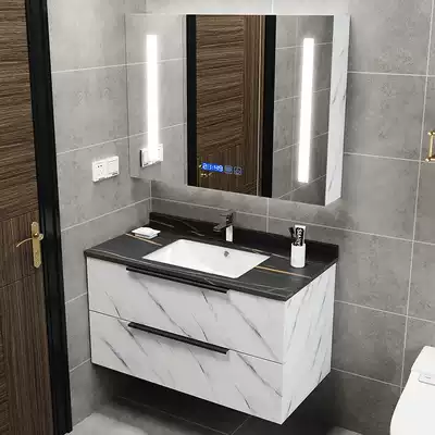 Light luxury rock board bathroom cabinet combination Smart face wash basin Modern simple powder room sink set e