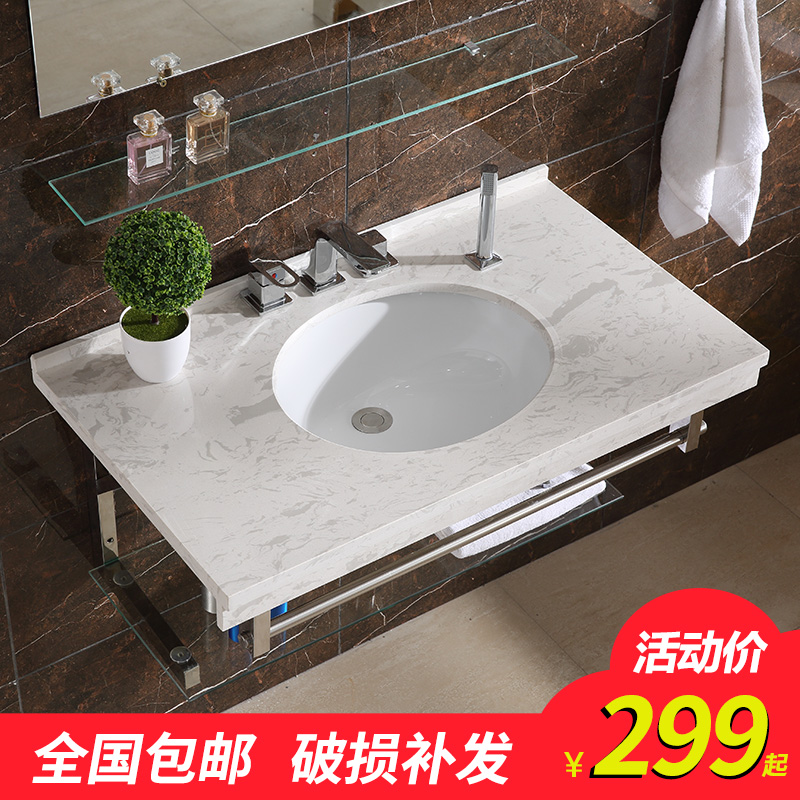 Marble Countertop Small Apartment Washstand Bathroom Cabinet
