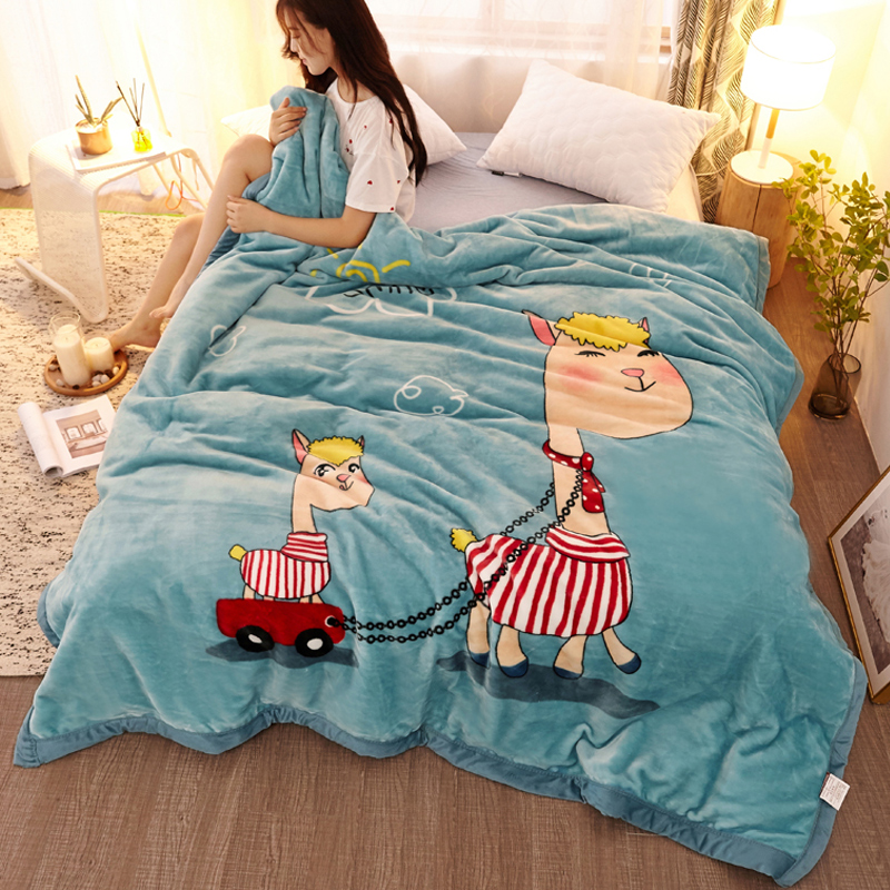 Coral Suede Blanket Double Layer Thickened Rascher Flannel Blanket Quilt Summer Warm Winter Afternoon Nap Cushion Bed Thin