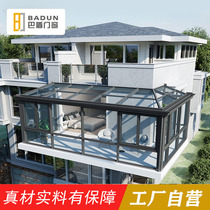 Guangdong Yangguang Room Custom Villa Eurostyle Broken Bridge Aluminum Doors And Windows Silent Insulation Aluminum Alloy Glass Top Rain Shed Balcony