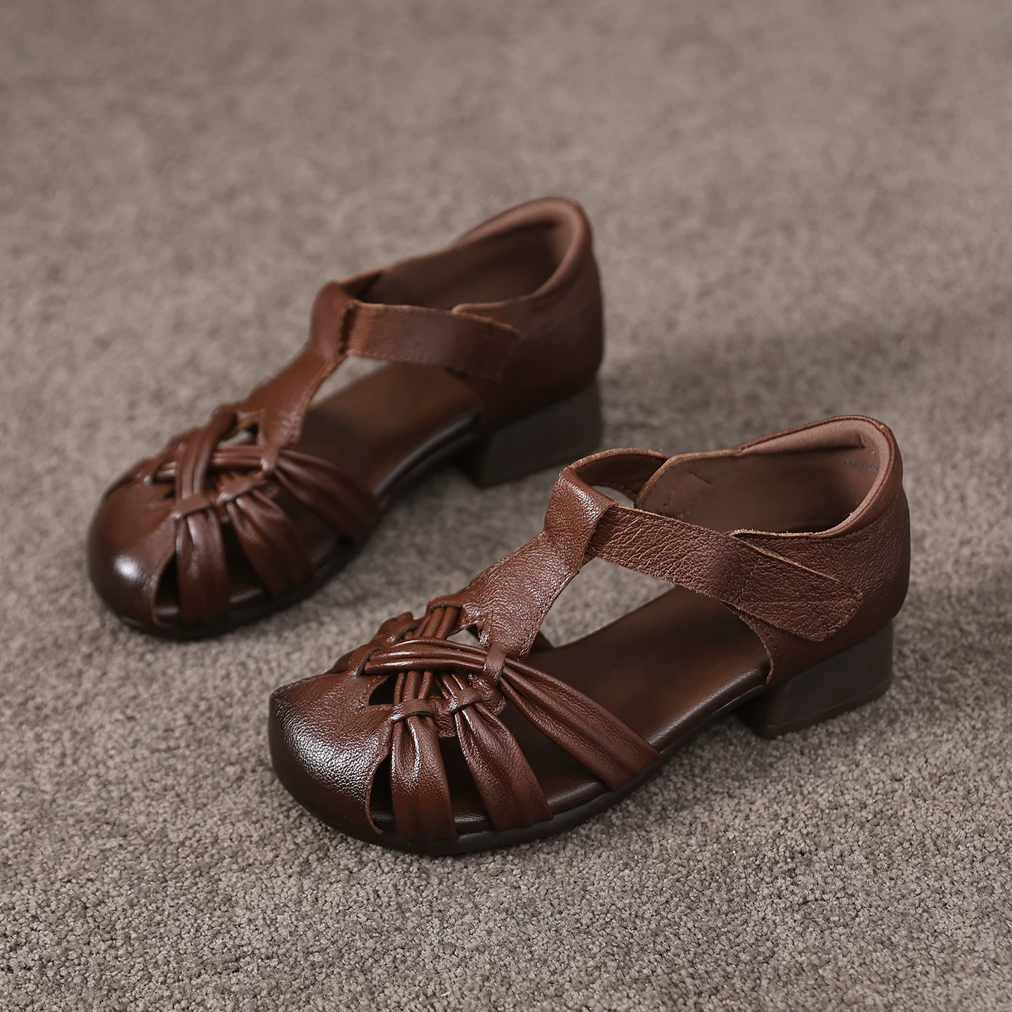 Leather retro woven summer comfortable sandals