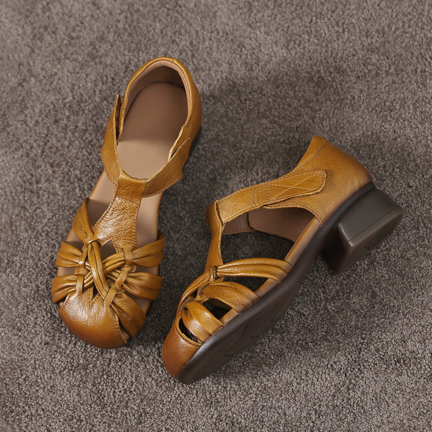 Leather retro woven summer comfortable sandals