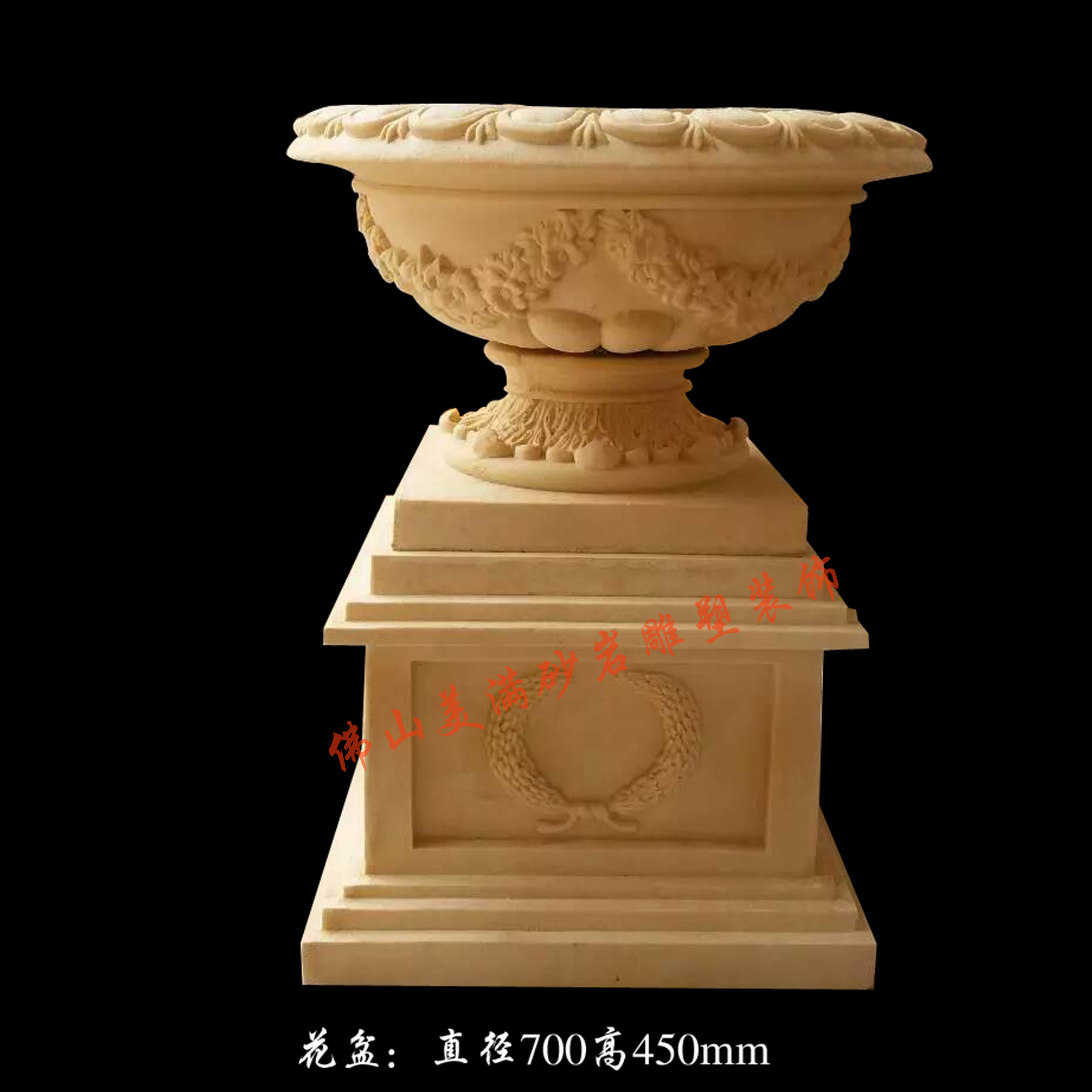 Factory direct sales sandstone flower pot flower bowl Sandstone relief sculpture garden community landscape Sandstone column pier base