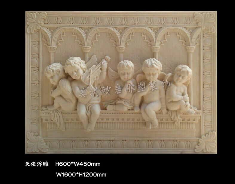 Beautiful sandstone sculpture decorative sandstone relief five angels figure Wall hanging background wall decoration