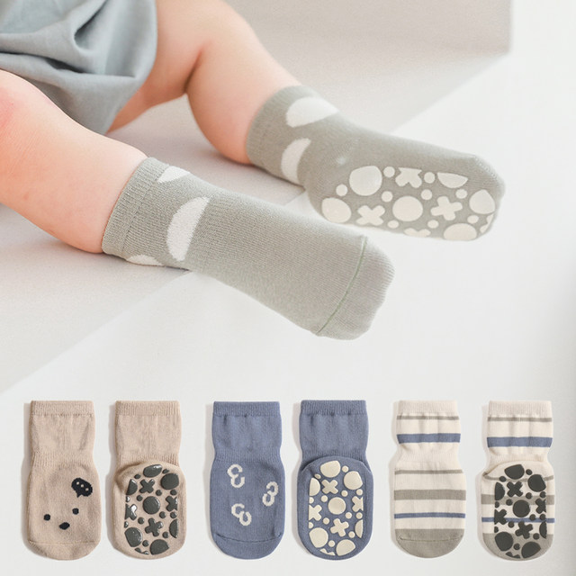 ຖົງຕີນເດັກນ້ອຍຊັ້ນ Socks Silicone ຕ້ານການເລື່ອນກາຕູນພາກຮຽນ spring ແລະດູໃບໄມ້ລົ່ນ