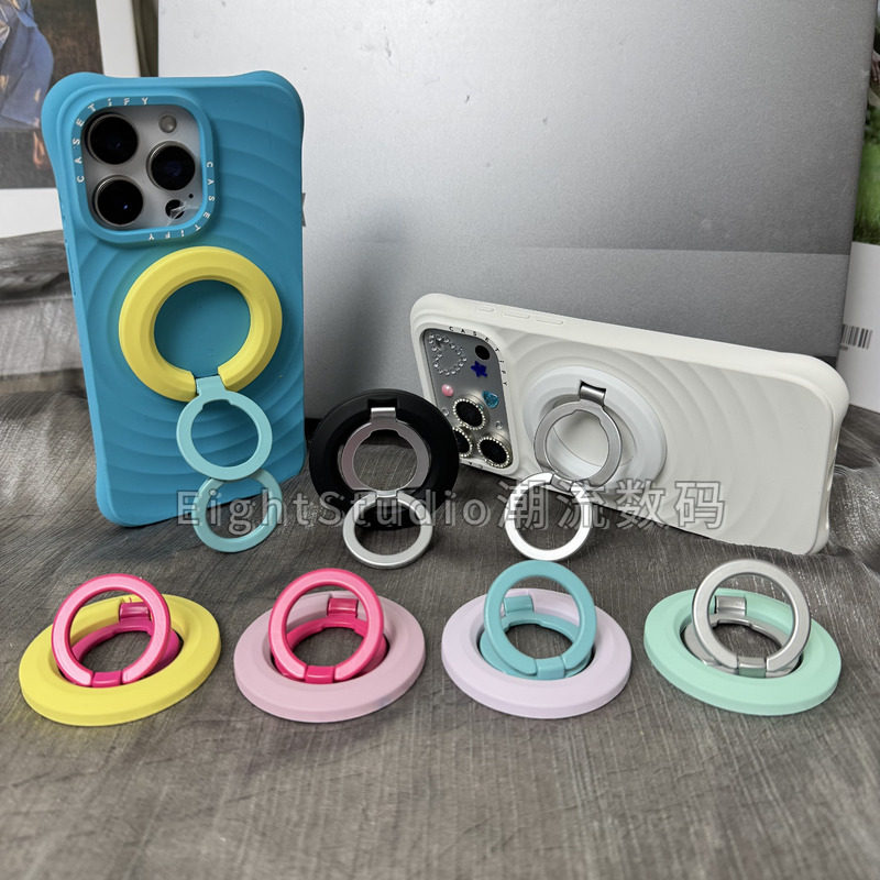 New - multi-angle vertical and horizontal standing double-sided magnetic stand upgraded pro strong magnetic folding double ring desktop snap