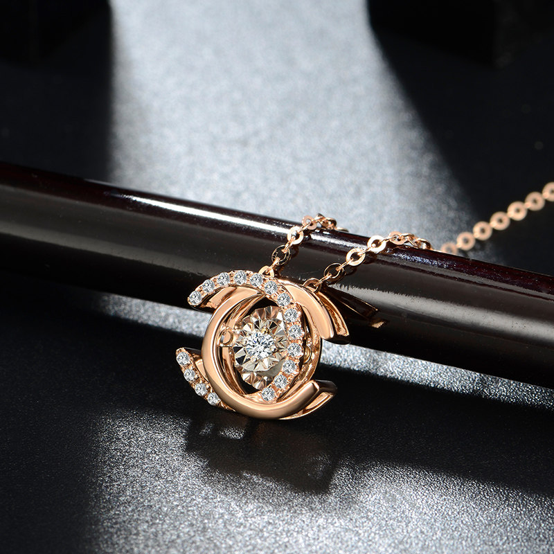 Double C Diamond Necklace Women 18K Rose Gold Fancy Gold True Diamond Collarbone Chain AU750 Smart Diamond Pendant