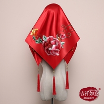 Hand embroidered red hijab embroidered tassel hijab bridal hijab Chinese wedding red hijab Hijab red hijab