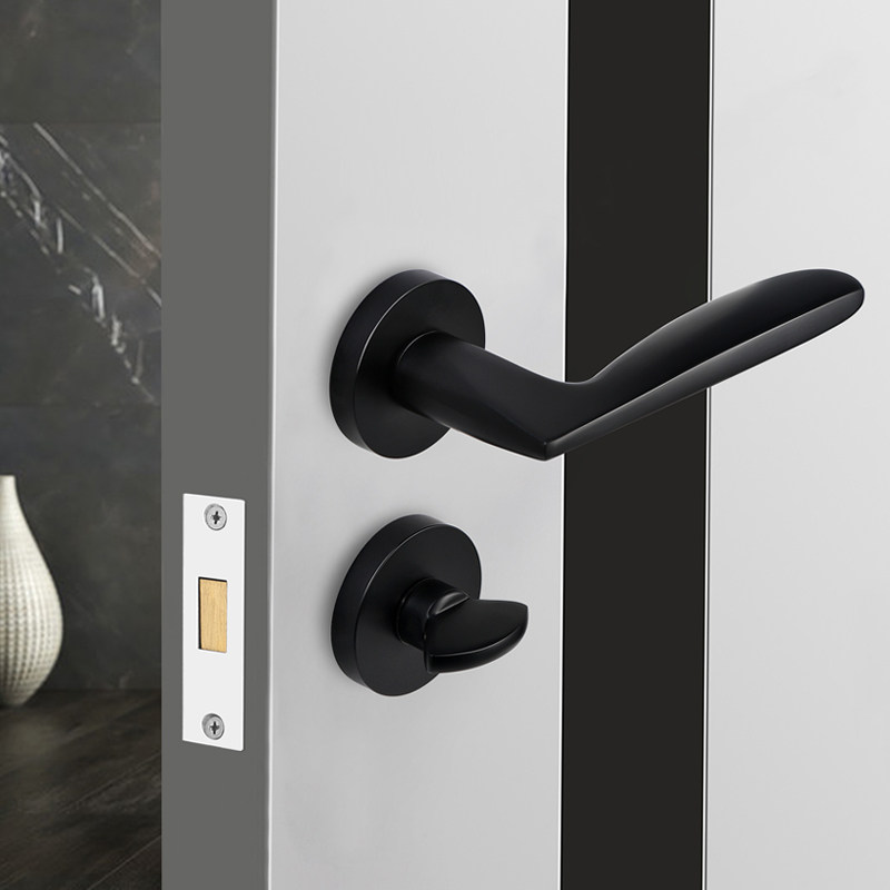 Black Invisible Door Lock Single Sided Lock Invisible Lock Concealed Concealed Style Hide Background Wall Two-piece Lock Darkdoor Lock Handle