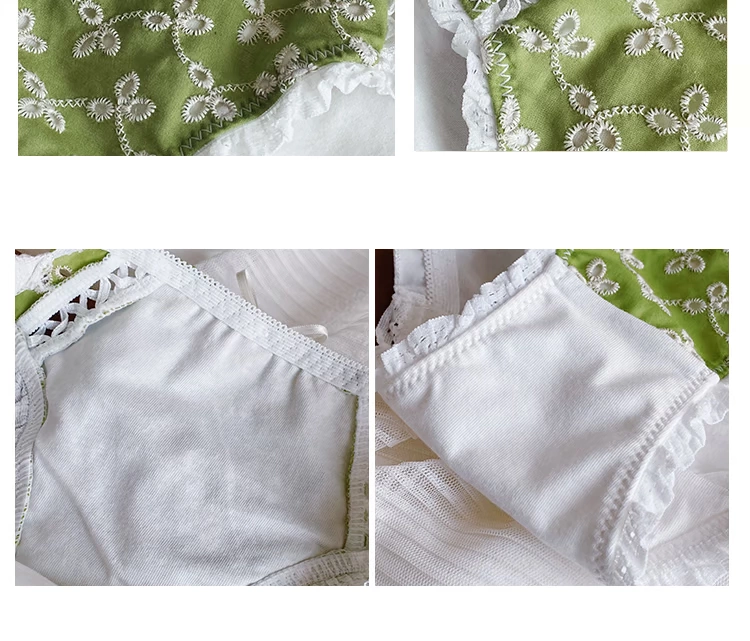 Đồ lót cotton Nhật Bản nhỏ dễ thương cổ điển của phụ nữ thắt lưng thun cotton rỗng ren thêu cô gái đồ lót trắng - Nam giới