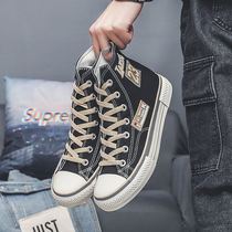 2022 Cloth Shoes Male style Breathable Men High Help Canvas Shoes Design Sense Little Crowdstudent Korean Version Trend 100 Hitch Shoes