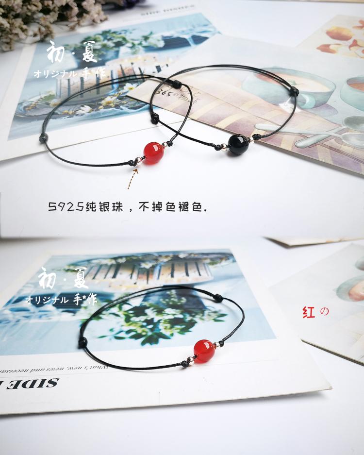 S925 hạt bạc đỏ vòng chân mã não đen vận chuyển linh hồn ác tinh phần đơn giản đôi bạn gái sinh viên nam nữ một đôi dây chân lắc chân đẹp