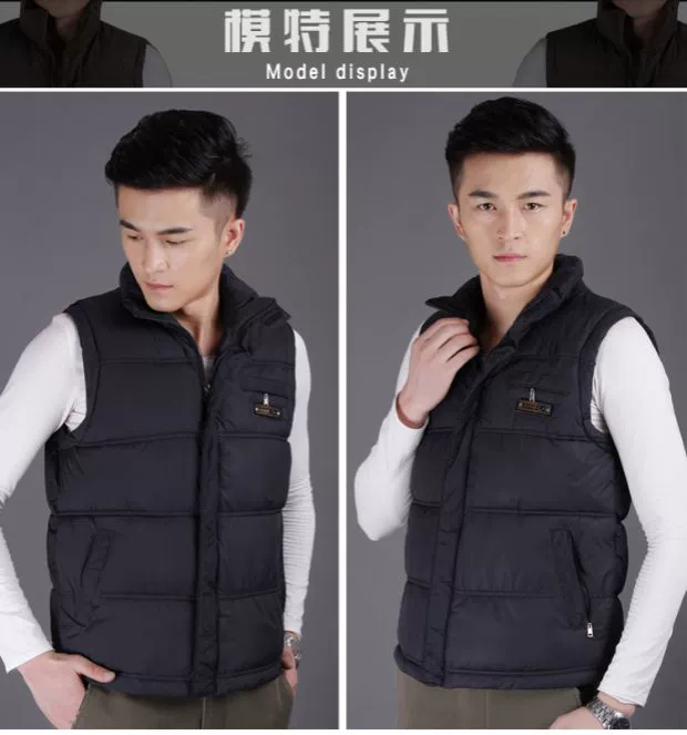 Mùa xuân và mùa thu tải áo vest nam trung niên cộng với phân bón XL bố tải xuống áo vest cotton ấm áp