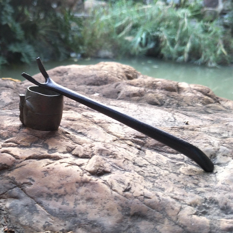 Cast iron jug fork retro iron tea set iron fork copper pot iron pot lid tea road accessories handmade pure iron cover fork copper cover fork