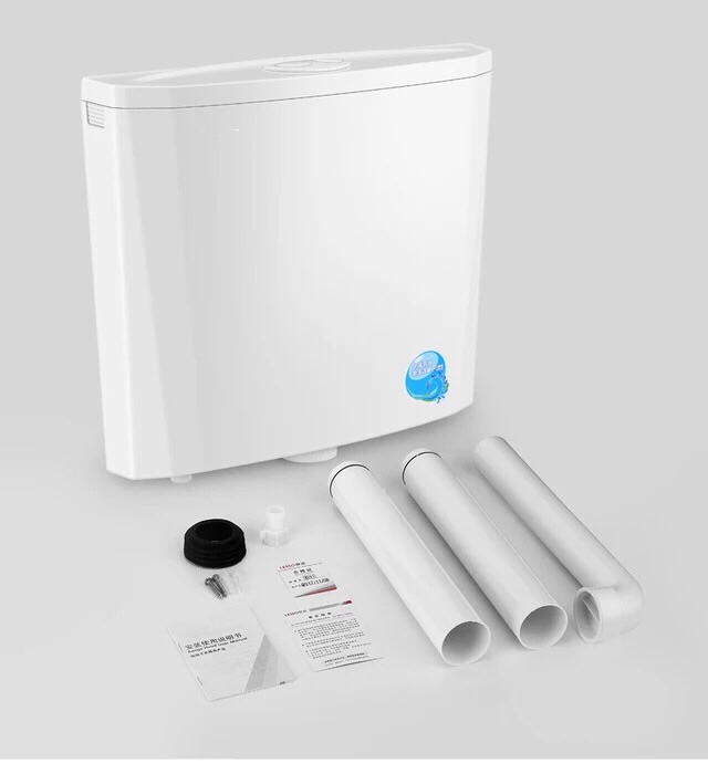 United Plastic 2140 Ultra Slim Home Makeup Room Water Tank Double Press Silent Squatting Pan Toilet Tank Hanging Wall Style