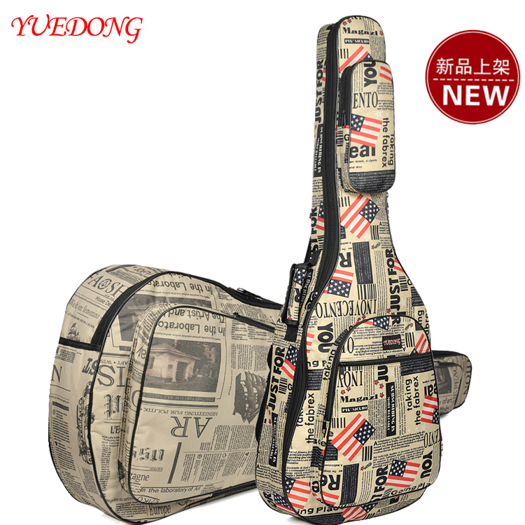 Personality Flag Pattern Wood Guitar Pack 40 Inch 41 Inch Folk Classical Thickened Waterproof Shockproof Double Shoulder Backpack 