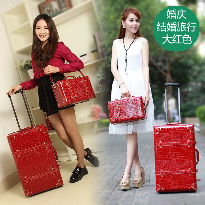 Retro Suitcase Red Suitcase Wedding Suitcase With Wedding Box Bridal Wedding Leather Case Lalever Box Woman Mother Box