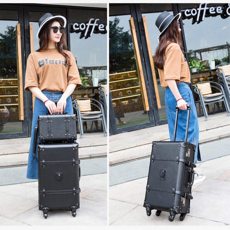 Vintage luggage suitcase suitcase pull box women's right angle suitcase male tide universal wheel lockbox student 20 inches 24 inches