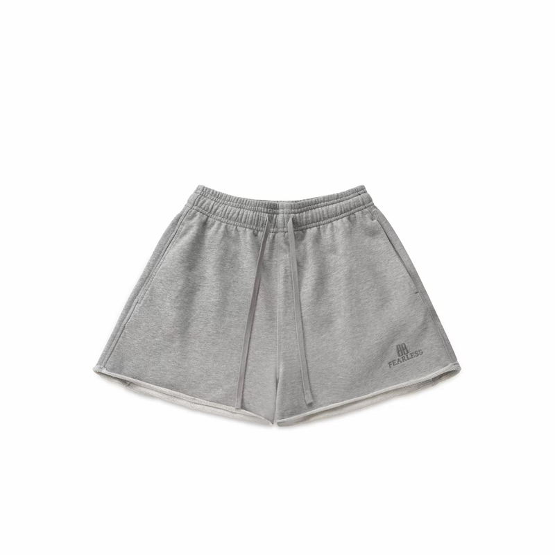 High-Weight Terry Sweatshirt Fabric with Side Letter Embroidery Casual Shorts
