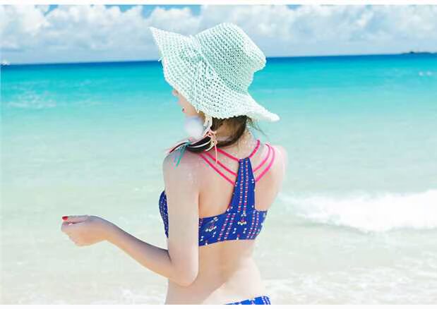 Áo tắm mới 2017 Qihai thời trang Hàn Quốc cặp đôi áo tắm bikini áo tắm nữ quần đi biển 7404 + 7813 	đồ đôi đi biển big size