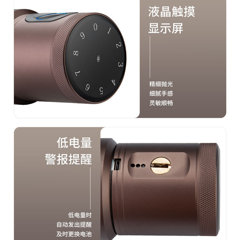 Ball Lock Indoor Door Fingerprint Password Lock Bedroom Wooden Door Smart Lock Graffiti-Free Wiring-Free Bluetooth High-End Spherical Lock